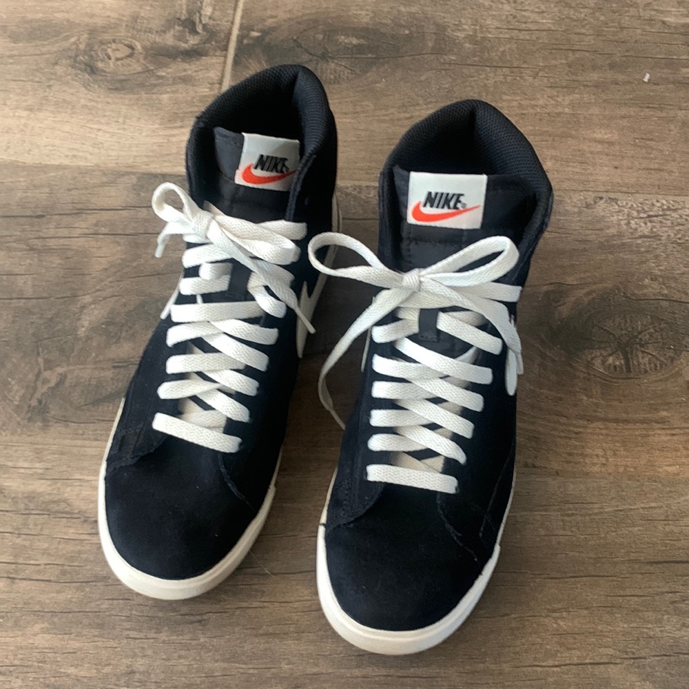 Nike black and white high top dunks
